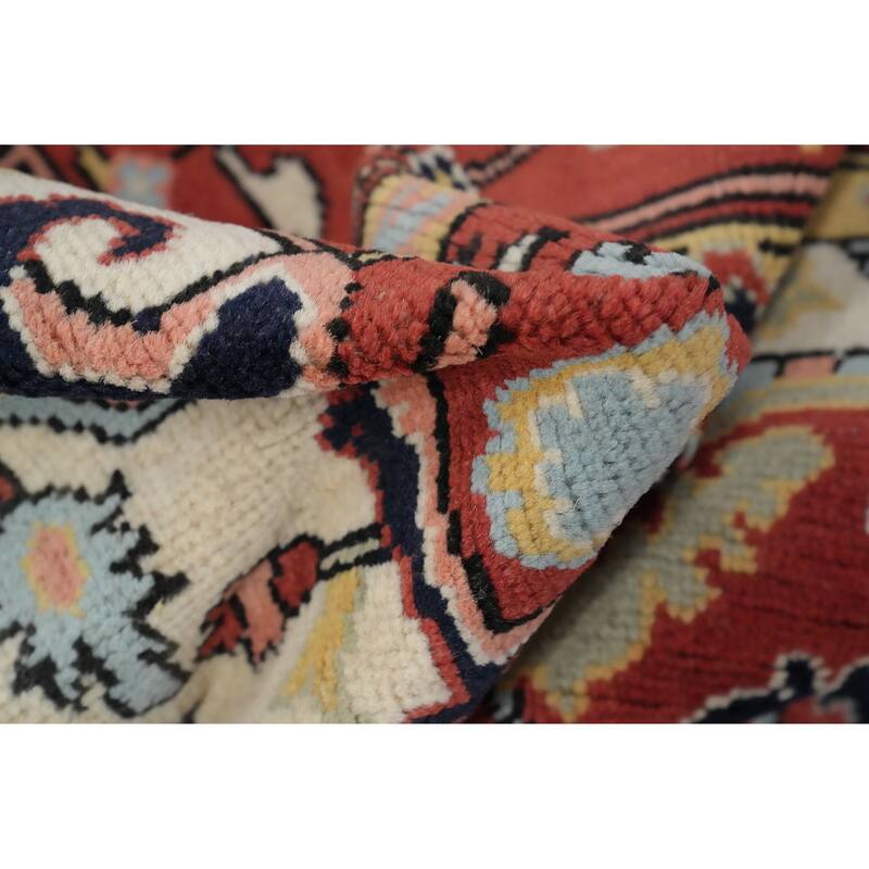 Hand Knotted Oriental 100% Wool Carpet Traditional Medallion Oranges & Rust Heriz (serapi) Area Rug - 9' 0'' X 6' 0''