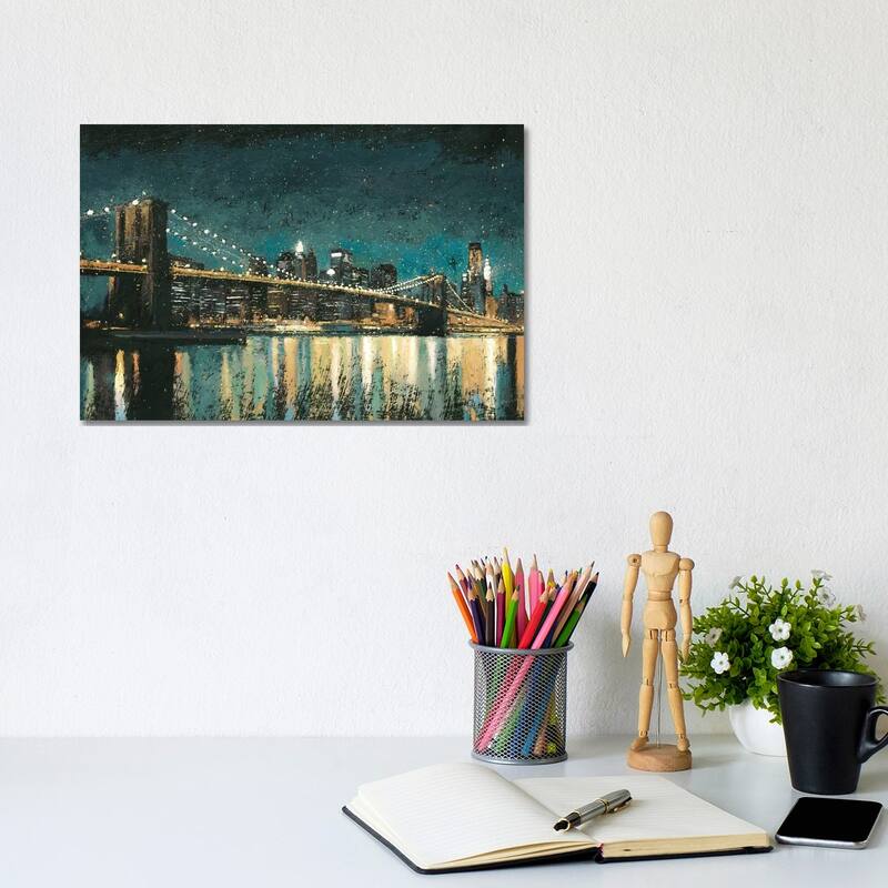 iCanvas "Bright City Lights II (Teal)" by James Wiens Canvas Print