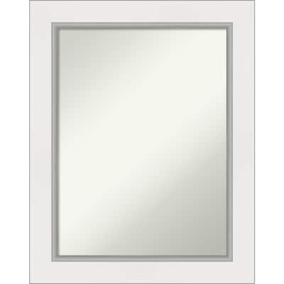 Non-Beveled Bathroom Wall Mirror - Eva White Silver Frame