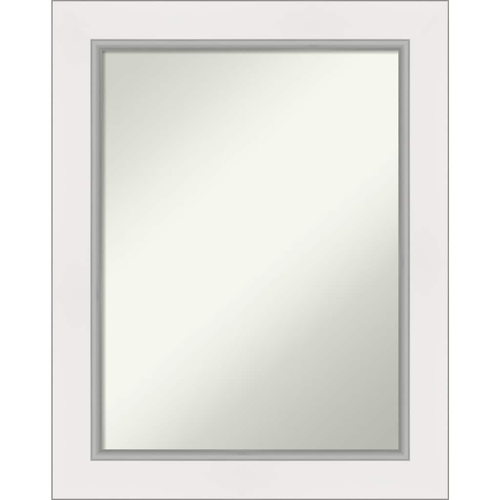 Non-Beveled Bathroom Wall Mirror - Eva White Silver Frame