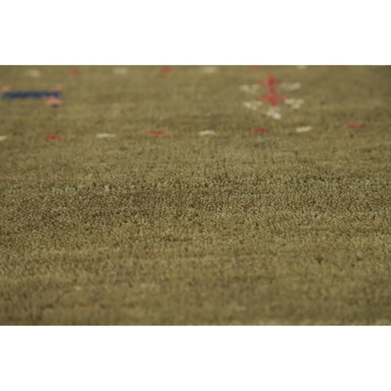 Hand Knotted Oriental 100% Wool Carpet Tribal Animal Pictorial Green Gabbeh Area Rug - 5' 3'' X 3' 0''