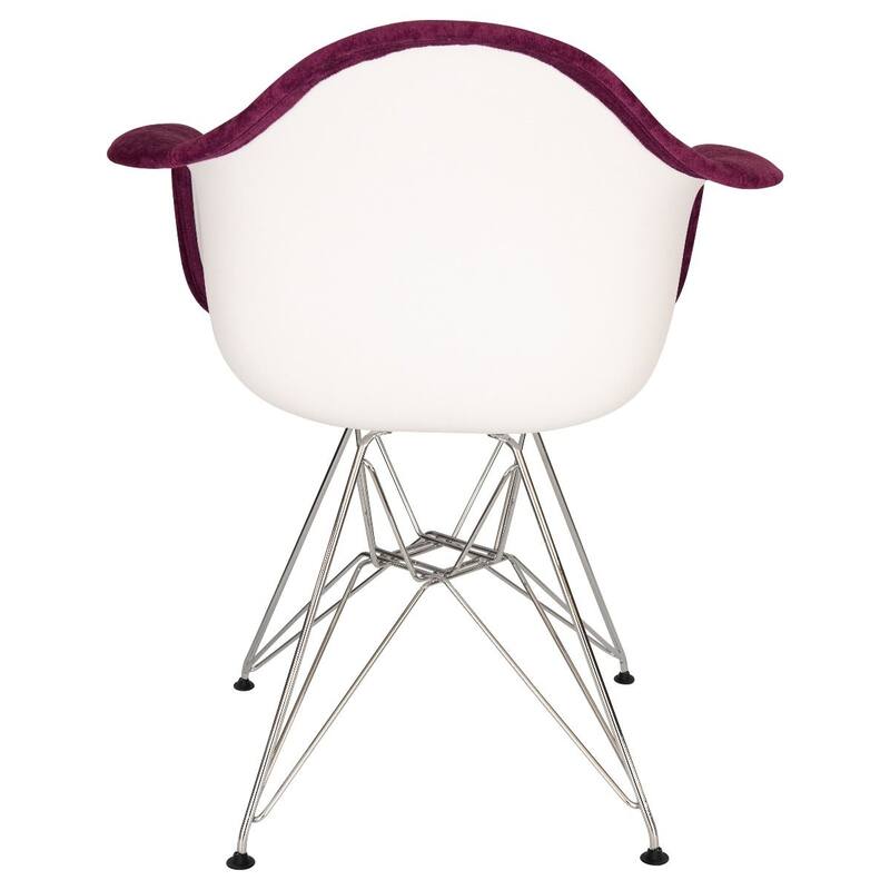 Willow Velvet Accent Armchair with Eiffel Chrome Base Set of 2 by LeisureMod