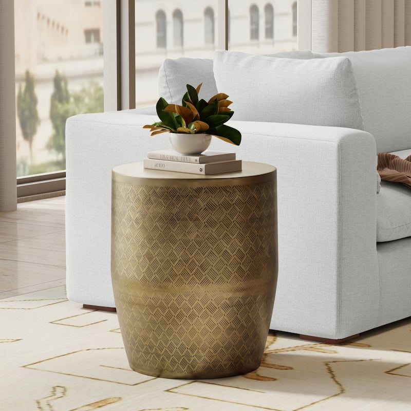 WYNDENHALL Jean 18" Wide Boho Metal Accent Table & Assembled - 8"W x 18"D x 23"H - Antique Gold