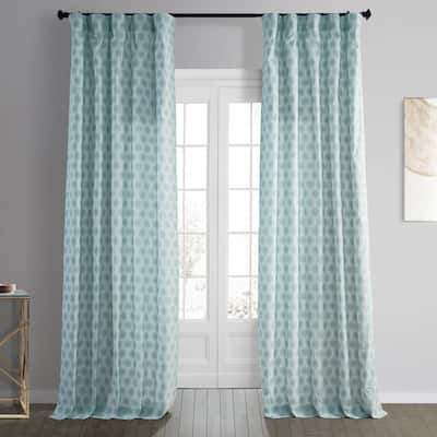 Exclusive Fabrics Modern Honeycomb Aqua Printed Cotton Room Darkening Curtain (1 Panel)