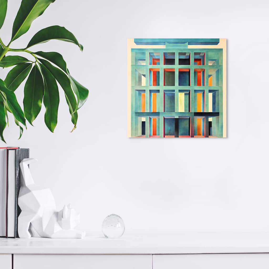 Wynwood Studio Abstract Gated Entrace Jade Blue and Teal Modern & Contemporary Wall Art Canvas Print