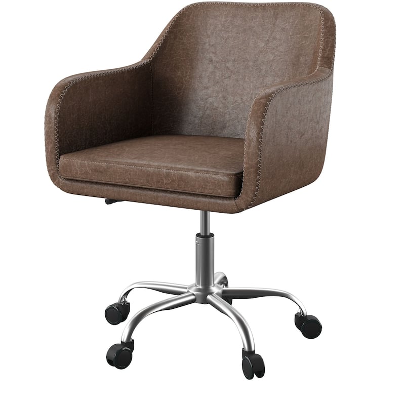 Solid Adjustable Office Chair - 34.25" - Brown and Silver