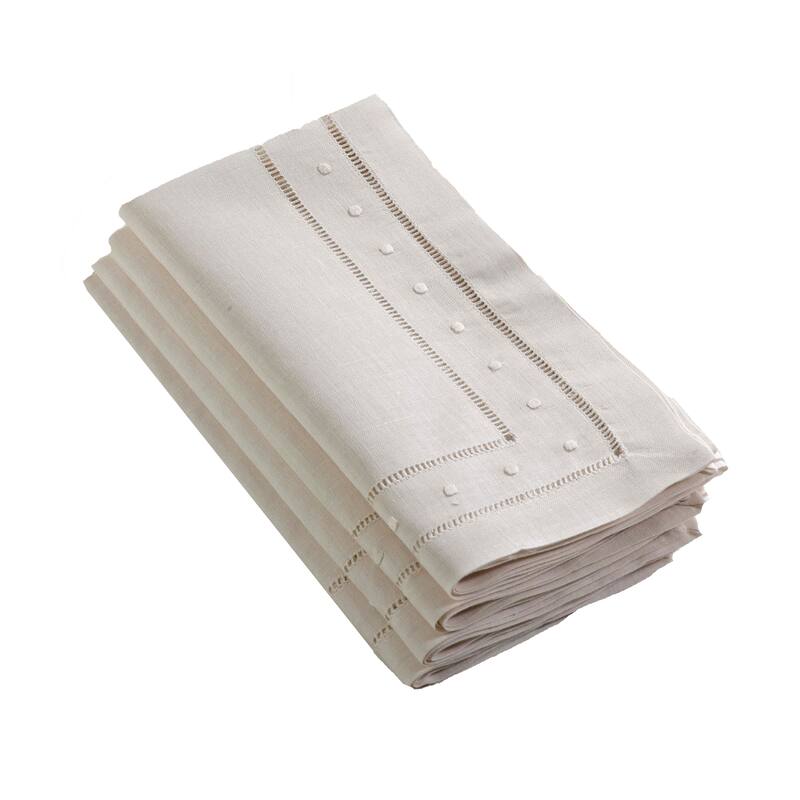 Embroidered Dot and Hemstitched Napkin (Set of 4)