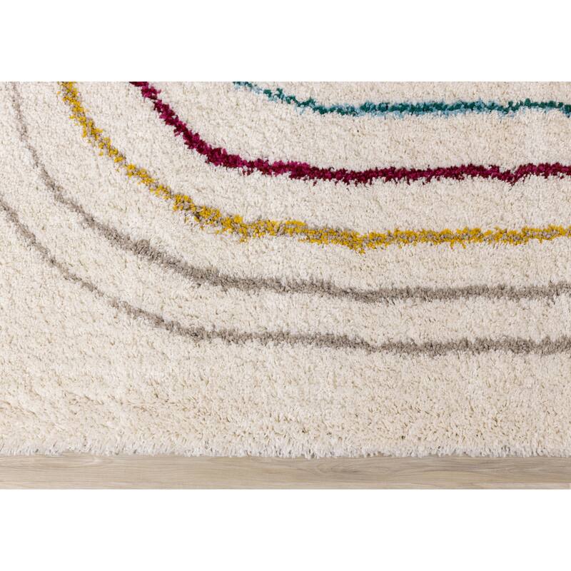 Bella Collection - Bohemian Rainbow Design Cozy Shag Rug