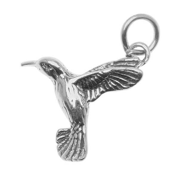 Sterling Silver Charm, Hummingbird Bird 19mm, 1 Piece, Antiqued Silver. Opens flyout.