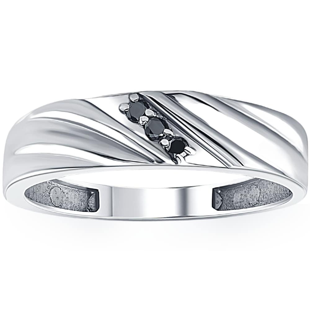 Bliss Diamond Black Diamond Ring Men's 14k White Gold