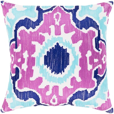 Kaelea Modern Ikat Bright Purple Feather Down or Poly Filled Throw Pillow 20-inch