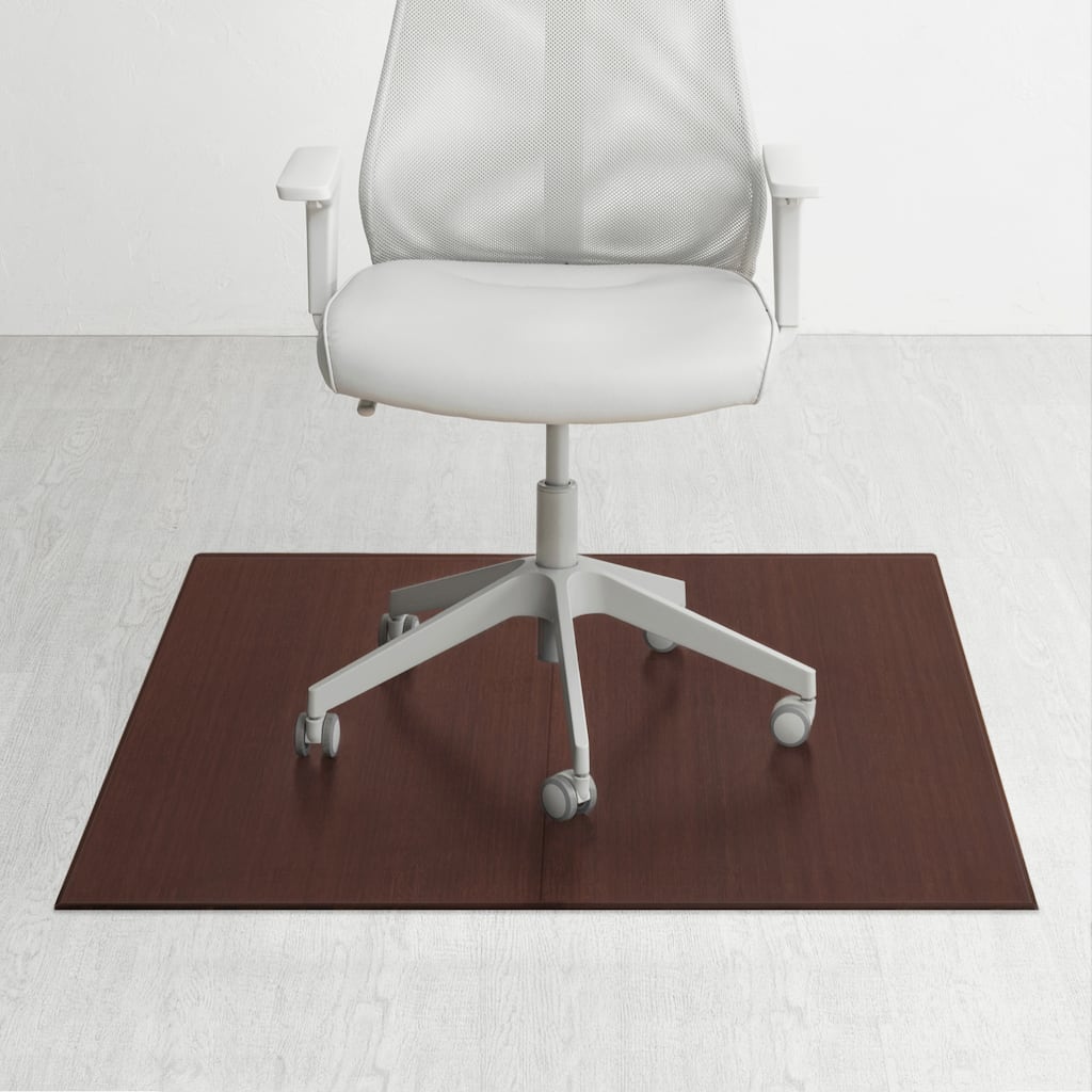 Jani Eco Bamboo (42 x 48) Deluxe Tri-fold Rectangular Chair Mat - 12 mm, Bamboo Plush Chairmat
