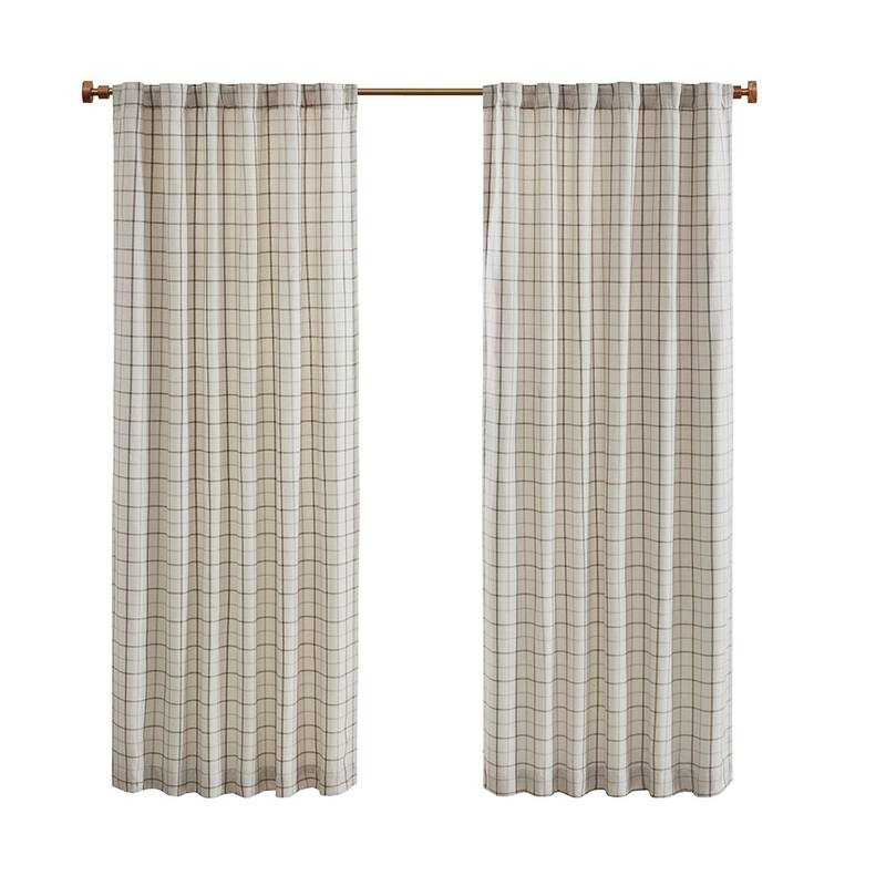 Plaid Rod Pocket and Back Tab Curtain Panel