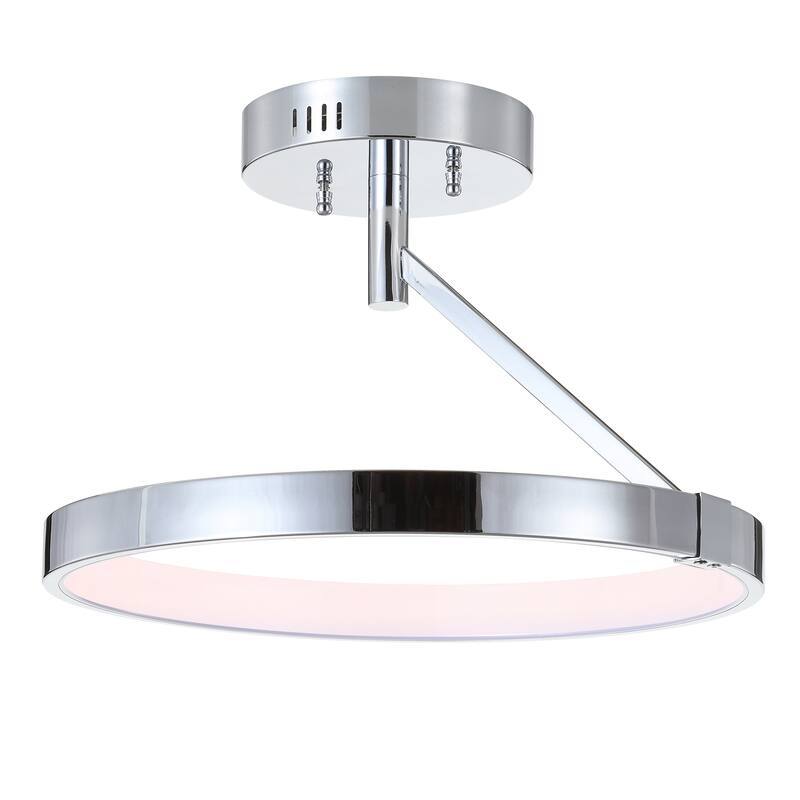 Ajax 17.5" Dimmable Integrated LED Metal Semi-Flush Mount, Chrome by JONATHAN Y