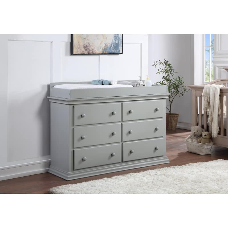 HomeRoots 56" Gray Solid and Manufactured Wood Six Drawer Double Dresser