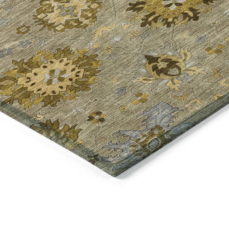 Machine Washable Indoor/ Outdoor Vintage Traditional Chantille Rug