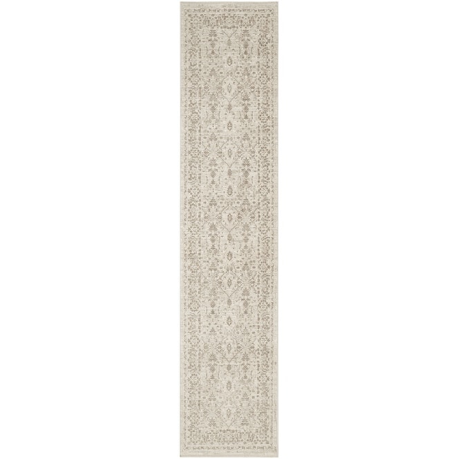 Nourison Shadows Indoor only Ivory Grey Persian Area Rug - 2' 2" x 10' - Ivory/Grey - Runner