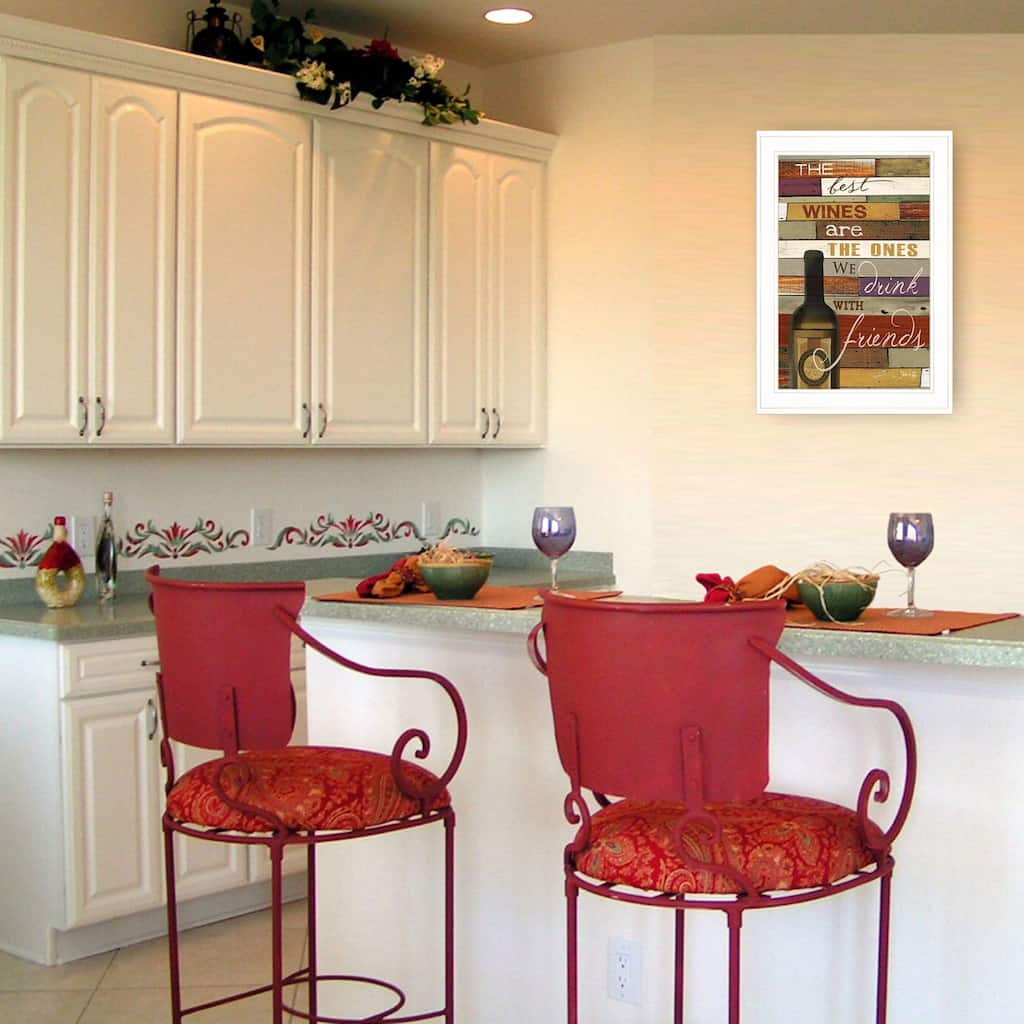 TrendyDecor4U Farmhouse "The Best Wine" Framed Print Wall Art by Marla Rae - Brown