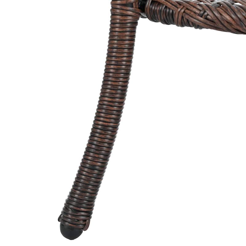 3 Pieces Rattan Bistro Set with A Glass Round Table for Patio