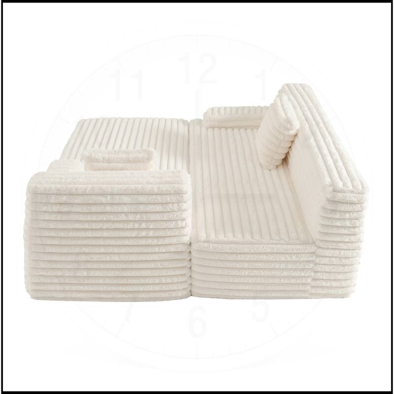 110" Cloud Sectional Sofa Upholstered Free-combined