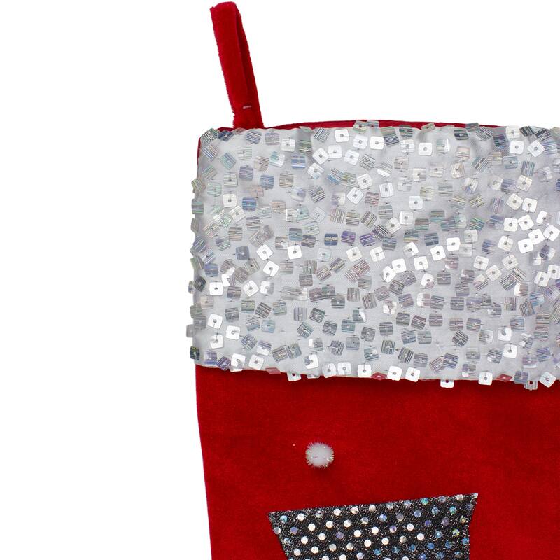 20.5" Red White Snowman Embroidered Christmas Stocking