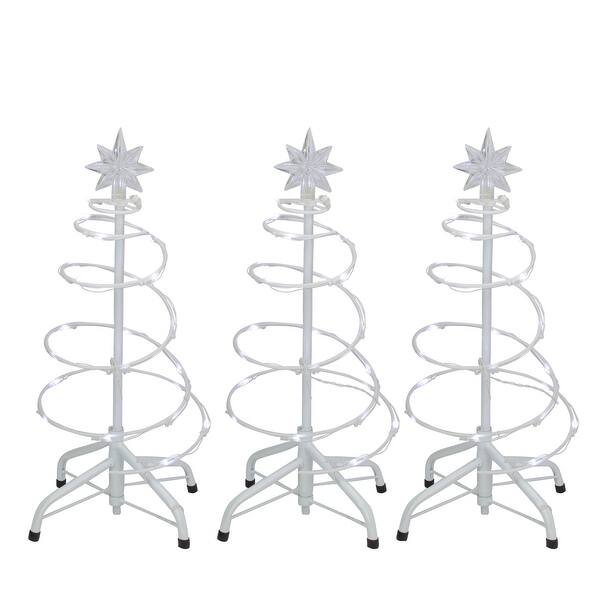 Shop Set Of 3 Led Lighted Spiral Cone Walkway Christmas Trees