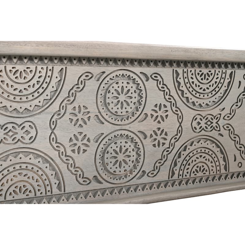 Clara Carved Solid Wood Storage Ottoman