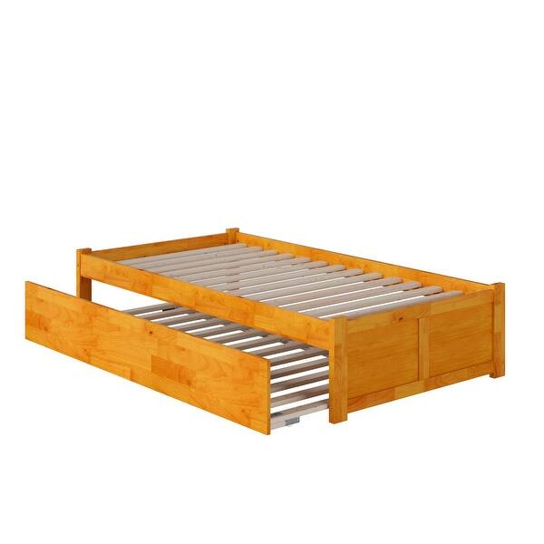slide 2 of 7, AFI Concord Twin Platform Bed with Footboard & Twin Trundle in Caramel Latte