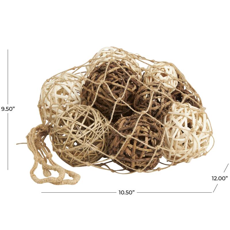 Dried Plant Handmade Orbs & Vase Filler with Fishnet Bag - Beige - Roche River Decor