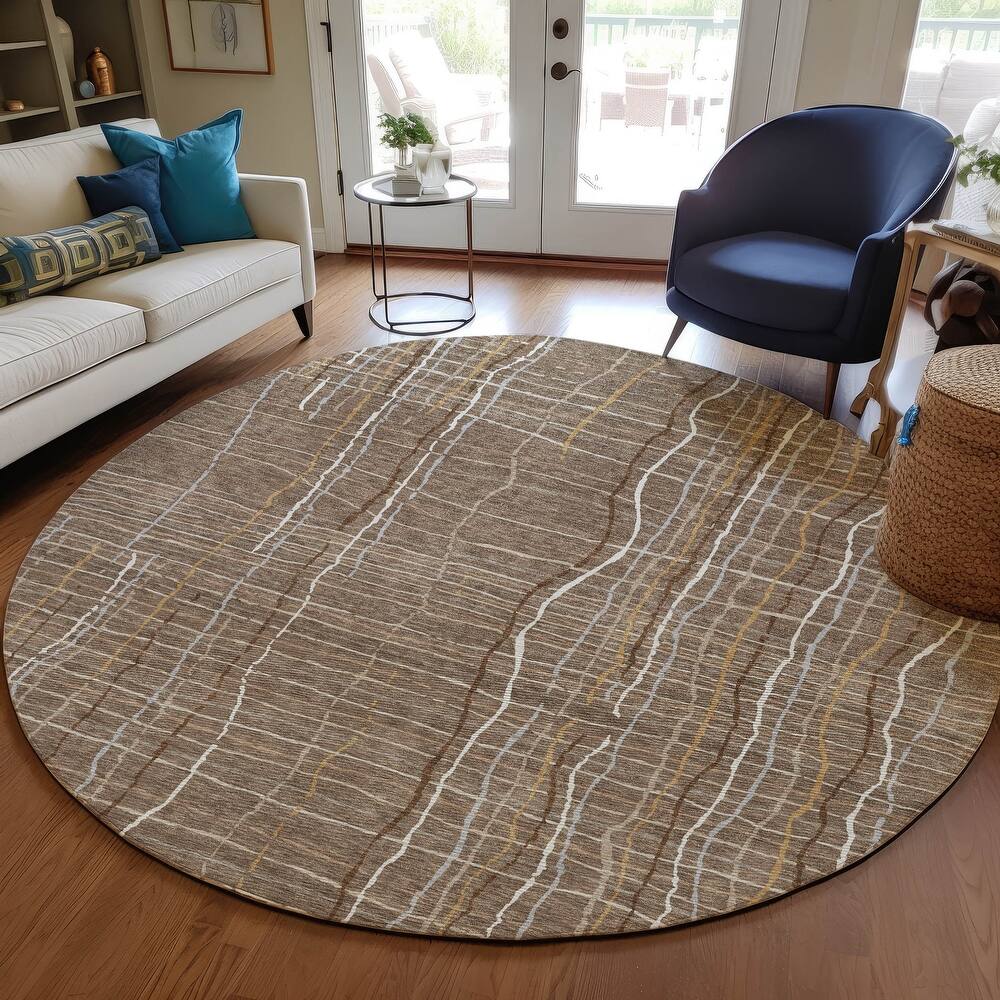 Machine Washable Indoor/ Outdoor Modern Century Chantille Rug