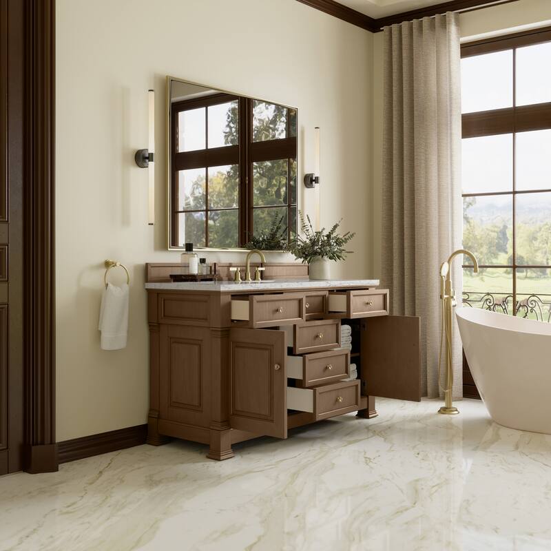 Brookfield 60" Single Vanity, Pecan w/FreePower Wireless Charger