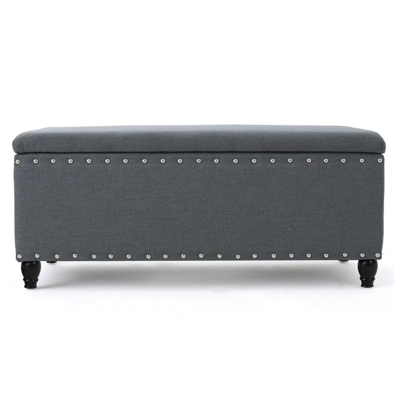 Tatiana Contemporary Fabric Storage Ottoman with Nailhead Trim by Christopher Knight Home