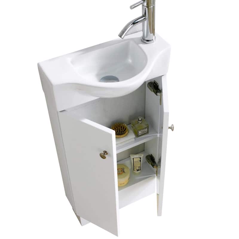 Glenwood White Wood 17-inch Single Bathroom Vanity