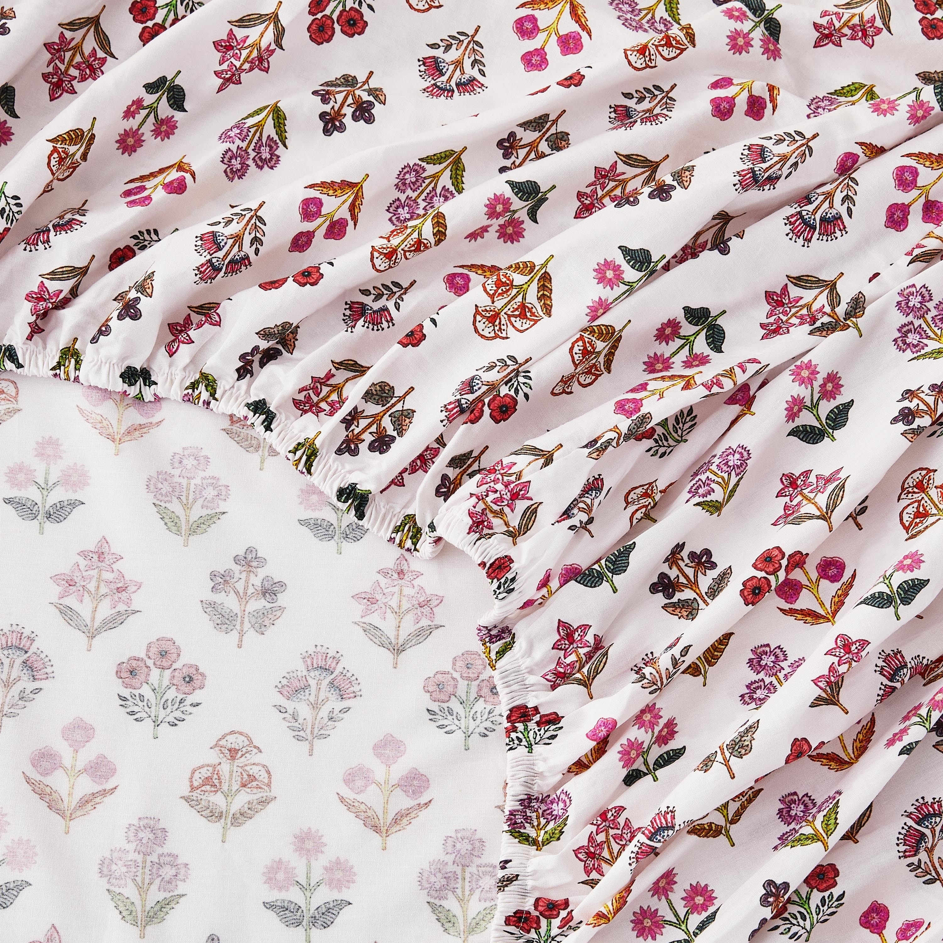 Happy Garden Cotton Sheet Set Multi Rose