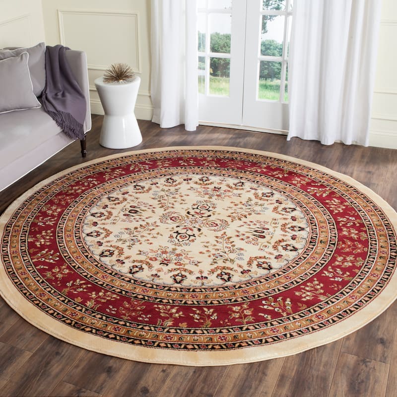 SAFAVIEH Lyndhurst Kuralay Traditional Oriental Rug - 8' Round - Ivory/Red - Round
