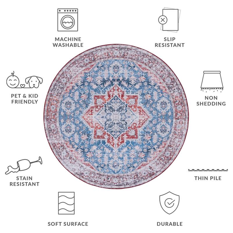 SAFAVIEH Tucson Machine Washable Slip Resistant Era Traditional Rug