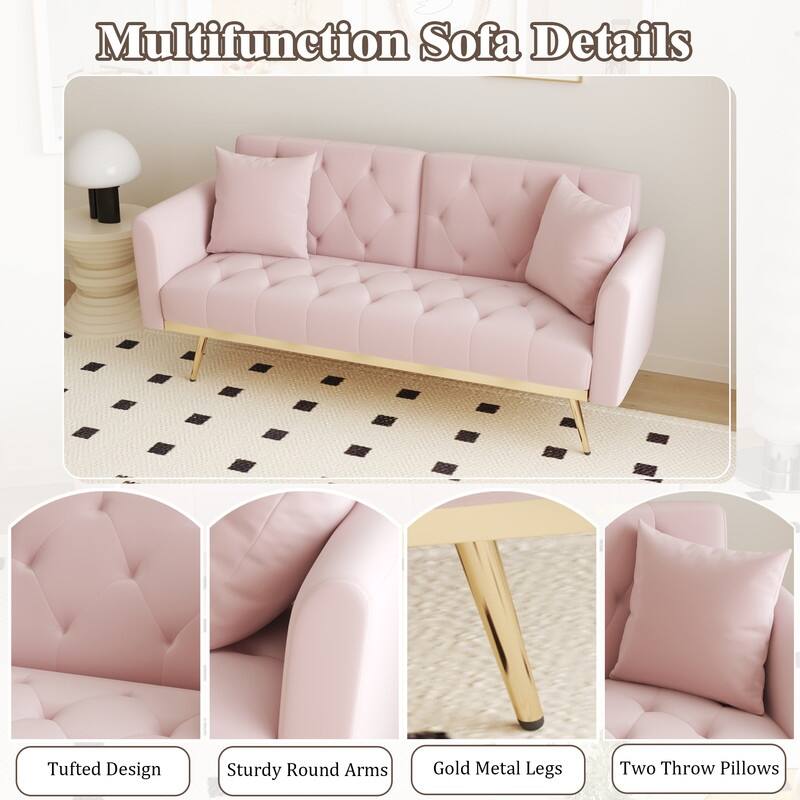 68.30" Velvet double sofa bed in five stylish colors