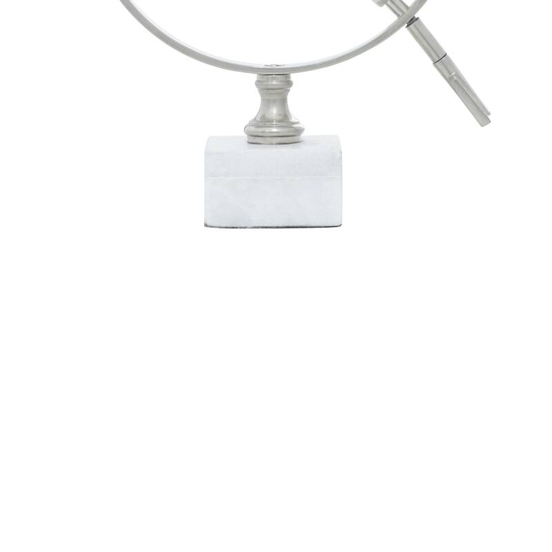 Aluminum Metal Armillary Globe with Marble Base - Silver - Roche River Decor