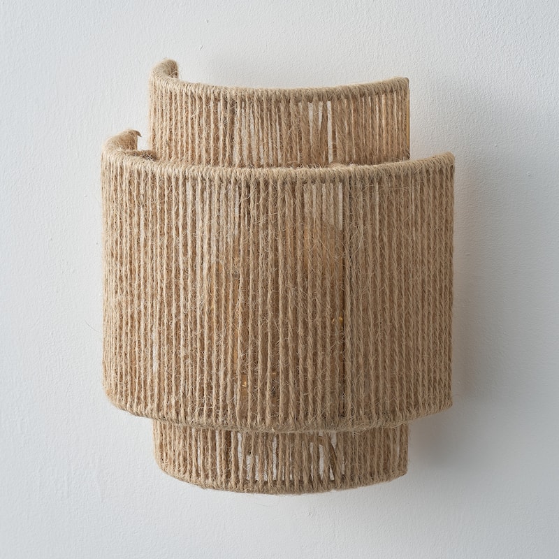 Bohemian Hand-Woven Hemp Rope 1-Light Dimmable Wall Sconce Fixture