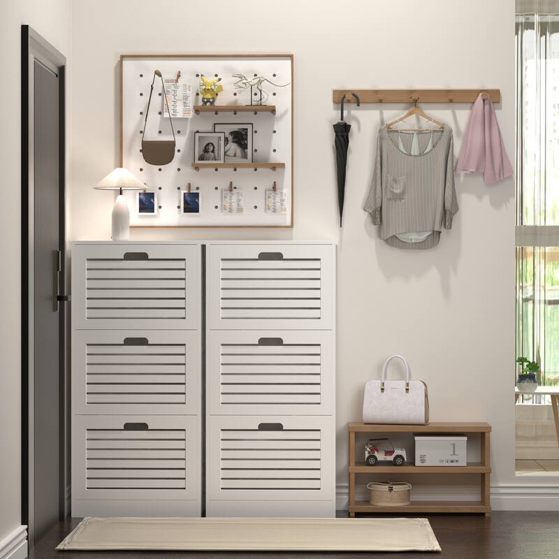 Space-Saving 3-Tier Shoe Storage Cabinet with Adjustable Shelves and 3 Flip Doors for Entryway, Hallway, Foyer Organization