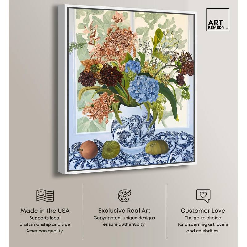Blue Vase Bounty Canvas by Art Remedy