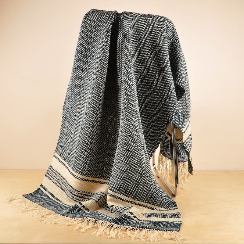 Novica Handmade Cozy Indigo Wool Throw