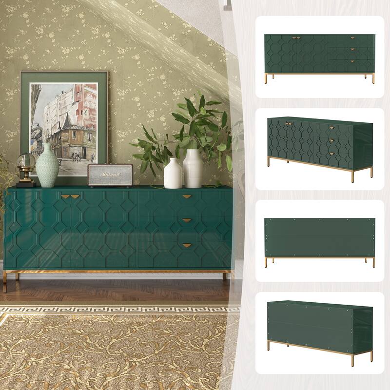 Clihome 2-Door Accent Cabinet with 3 Drawer Dressers