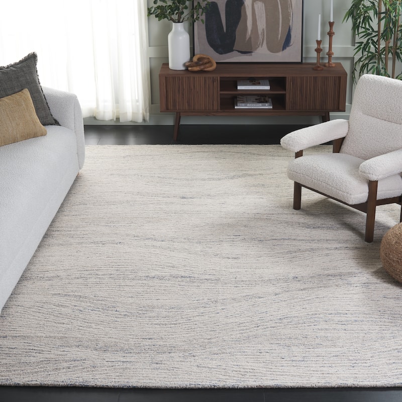 SAFAVIEH Handmade Metro Annarosa Modern Abstract Wool Rug - 10' x 14' - Light Blue/Ivory - Rectangle