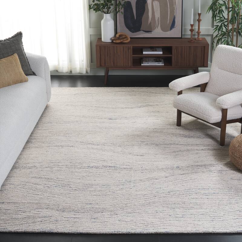 SAFAVIEH Handmade Metro Fetnete Modern Abstract Wool Rug - 9' x 12' - Light Blue/Ivory