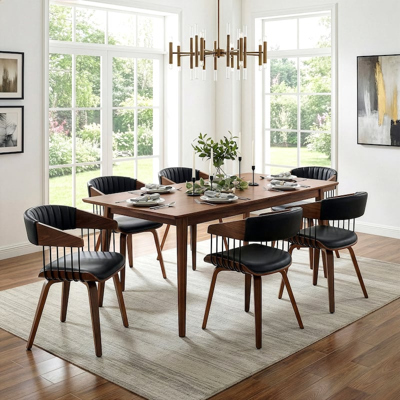 Beaumont Black Faux Leather Dining Chair with Walnut Wood Frame and Legs