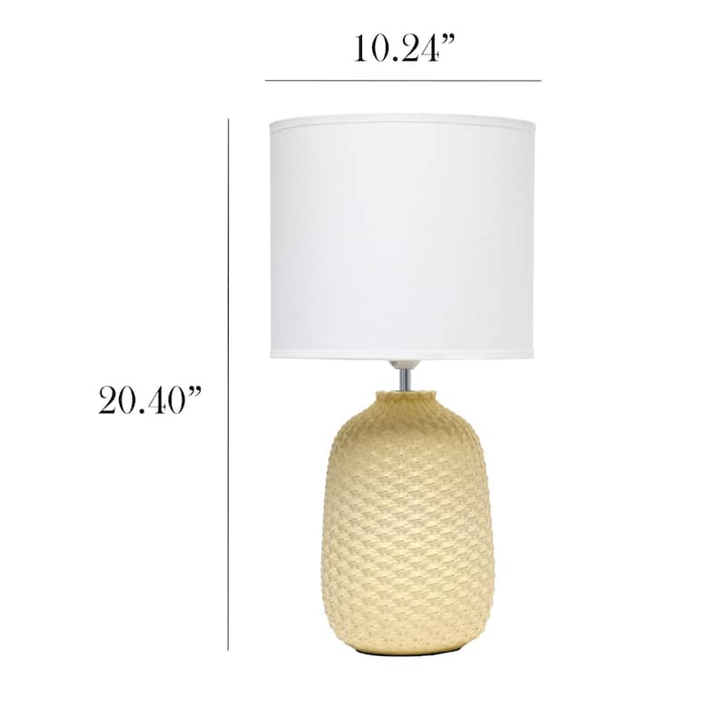 Tall Ceramic Purled Texture Bedside Table Desk Lamp with Drum Shade - 20.5" - Yellow and White