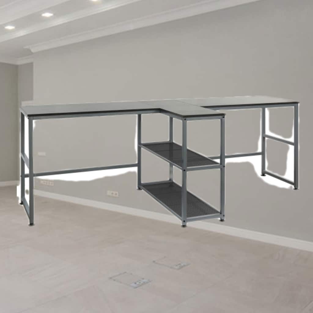 Dual Workspace 83" Computer Desk with 2 Storage Shelves, Sturdy Steel Frame, Perfect for Home Office or Study Room