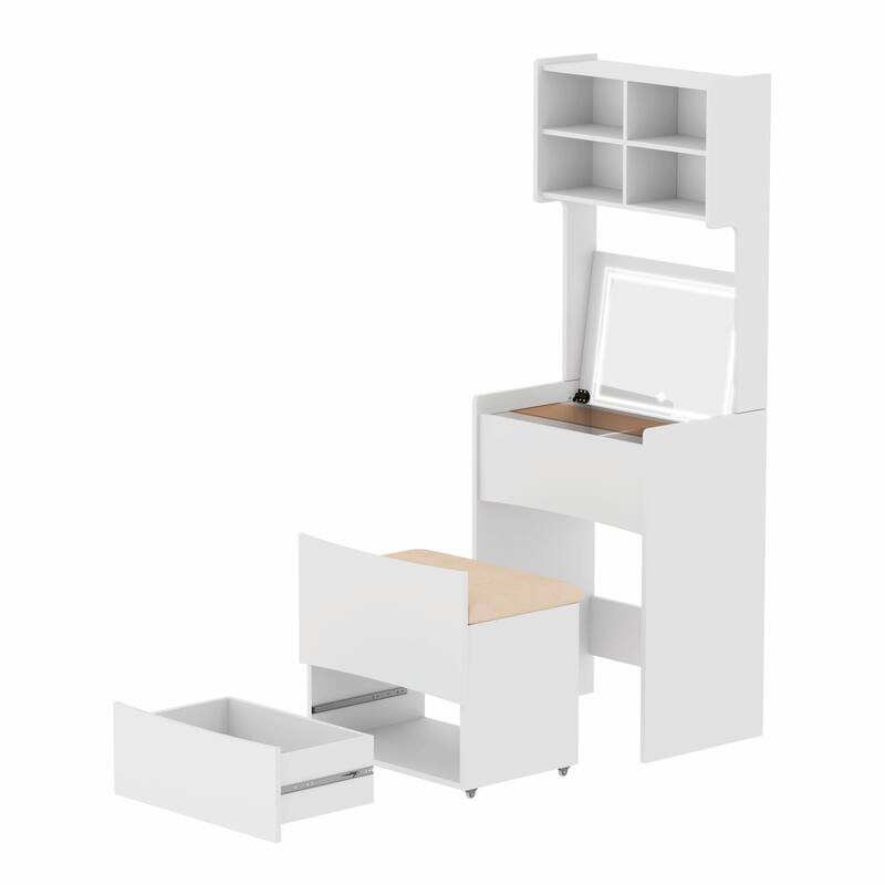 Dressing Table with LED Illuminated Mirror and Storage