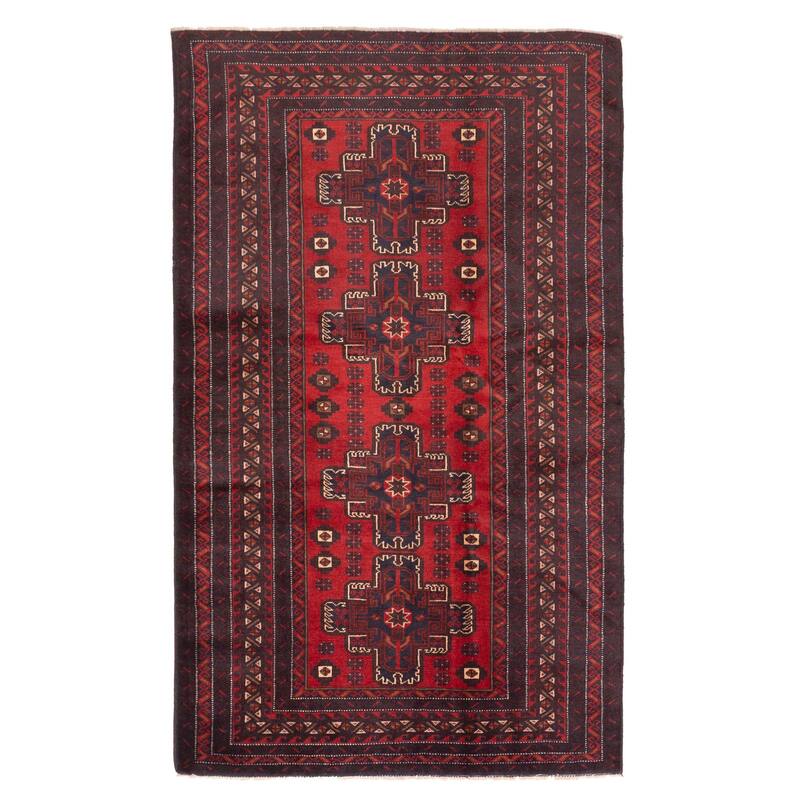 ECARPETGALLERY Hand-knotted Teimani Red Wool Rug - 3'9 x 6'6